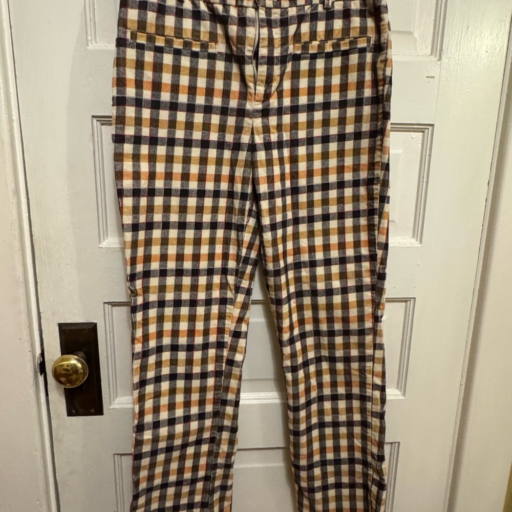 Anthropologie Multicolor Plaid Corduroy Cotton Pants
